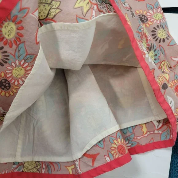 Boden Size 18 Long Peach Floral Lined Midi Skirt Side Zip A-Lone Cotton - Picture 4 of 8